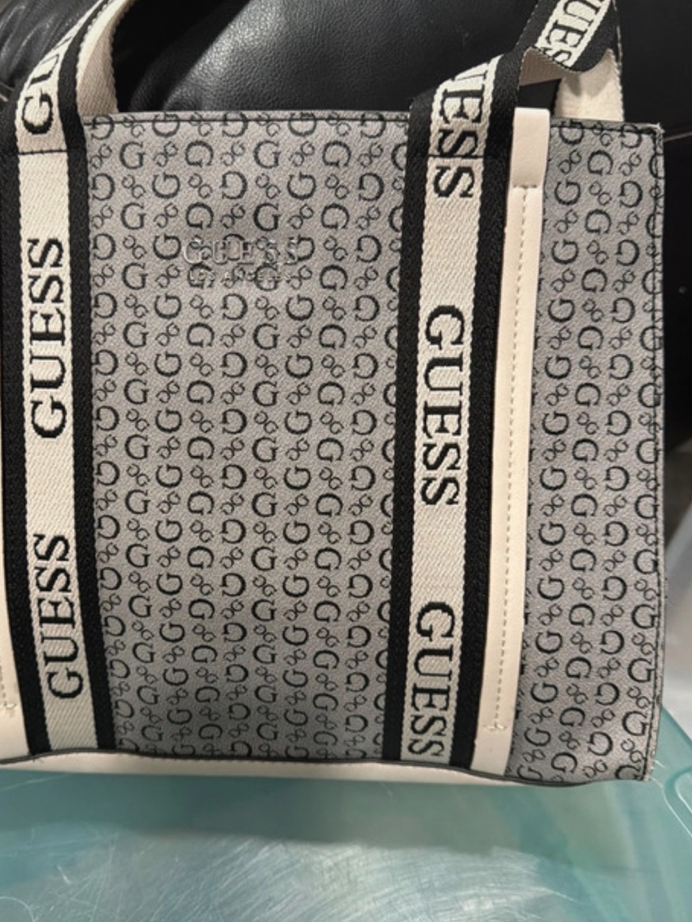 Guess Gray and White Logo Messenger Bag